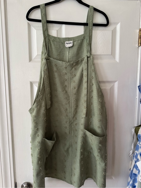 ARULA Dresses & Skirts - ARULA Light Sage Green Linen-Texture Pinafore